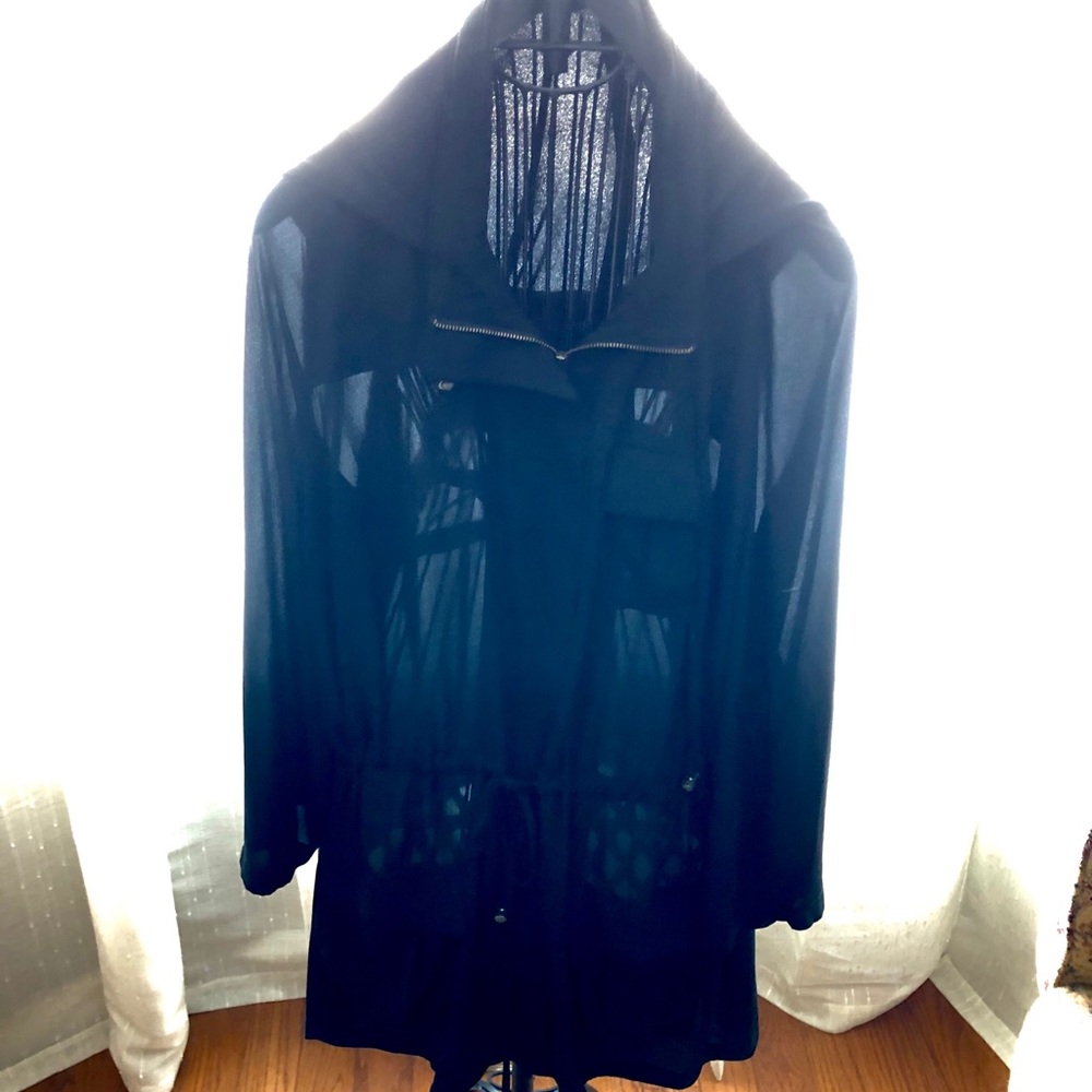 Black Sheer Hoodie Jacket